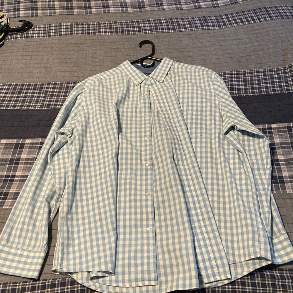 George Blue and White Casual Button Down Shirt